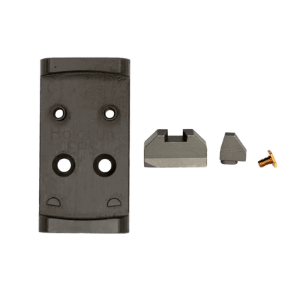 Glock MOS to Holosun EPS Steel Red Dot Adapter Plate with Iron Sights