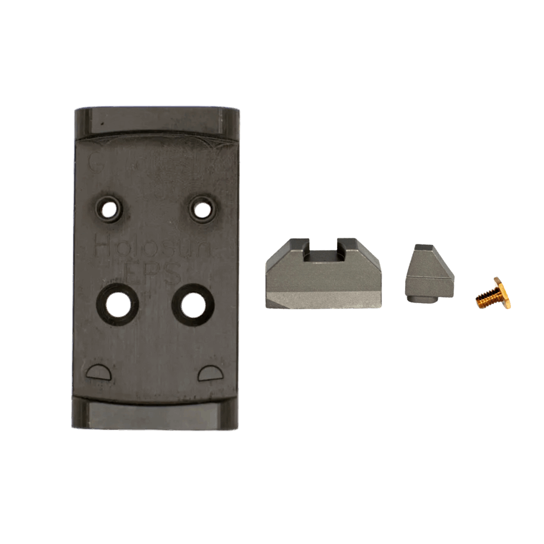 Glock MOS to Holosun EPS Steel Red Dot Adapter Plate with Iron Sights